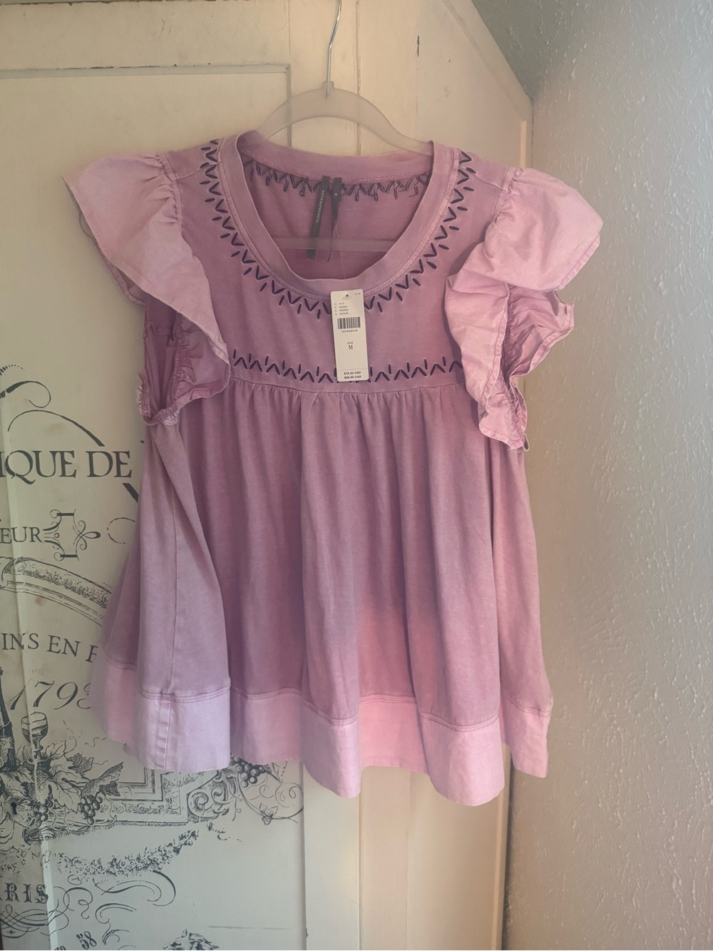 NWT Anthropologie Pintuck Flutter Sleeve Top - Picture 2 of 15